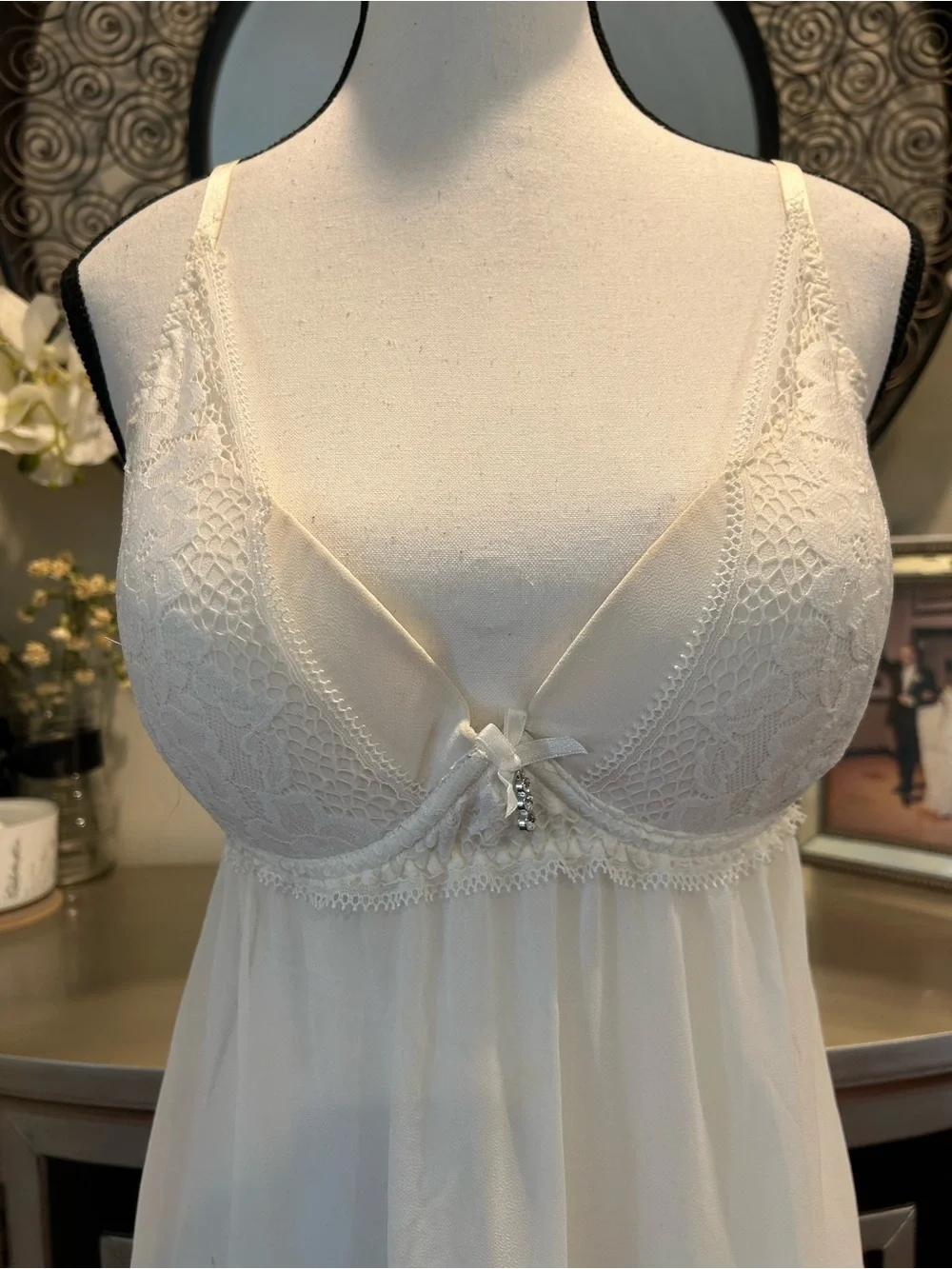 Sheer Lace Babydoll Chemise in Ivory